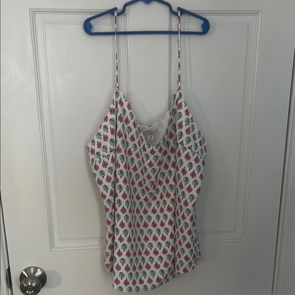 J. Crew Red and White Sleeveless Fitted Camisole